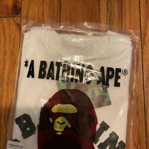 Bape White and Red Short Sleeve Tee